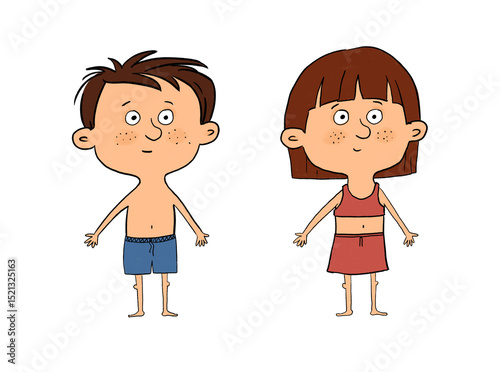 Kids cartoon illustration . Educational body part sheet. White background