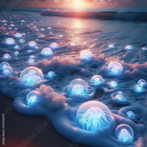 A beach of foam