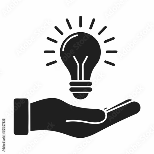 Hand Holding Light Bulb Icon silhouette Vector.