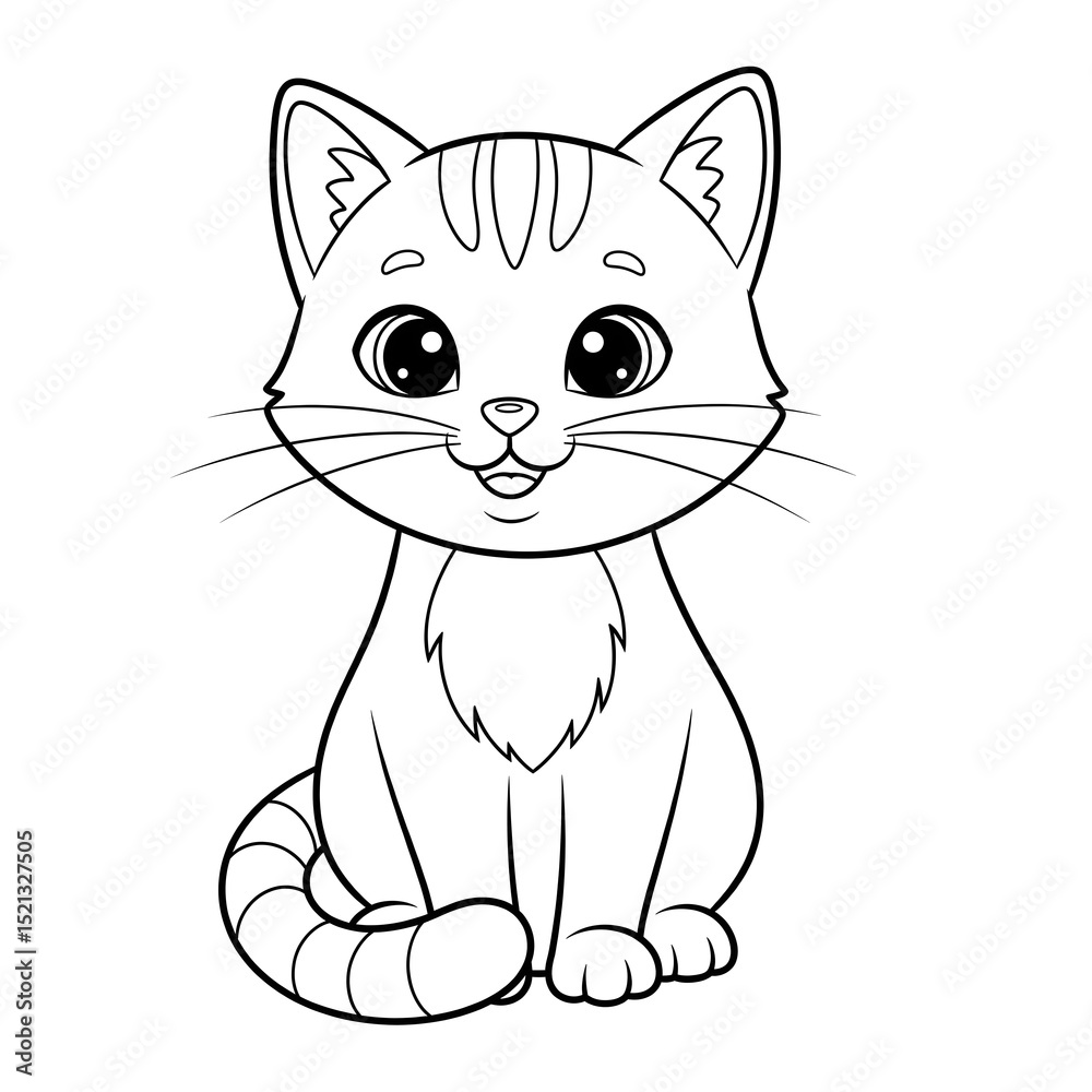 Obraz premium Cute Cartoon Cat Coloring Page
