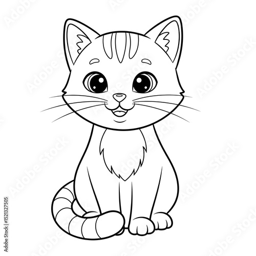 Cute Cartoon Cat Coloring Page