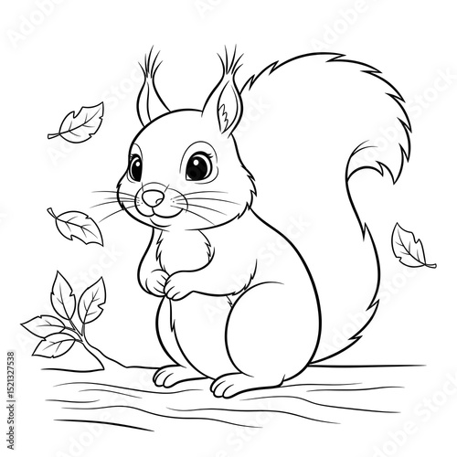 Cute Cartoon Squirell Coloring Page