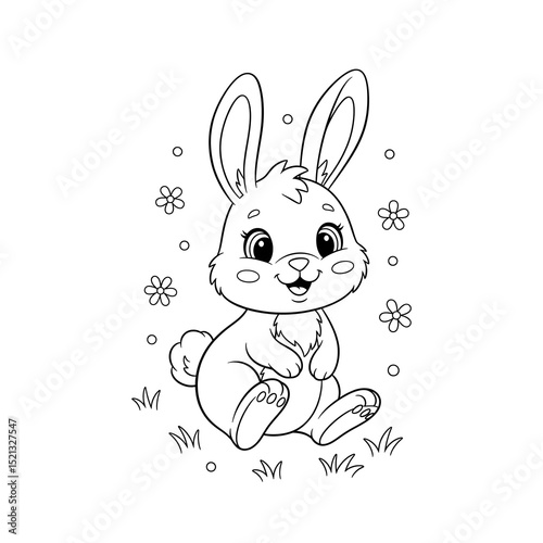 Cute Cartoon Rabbit Coloring Page