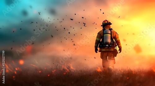 Solitary firefighter faces raging wildfire with courage