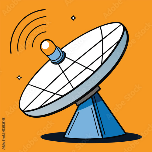 An antenna satellite dish, a dish with a central receiver, symbolizing communication, broadcast, and global connection.