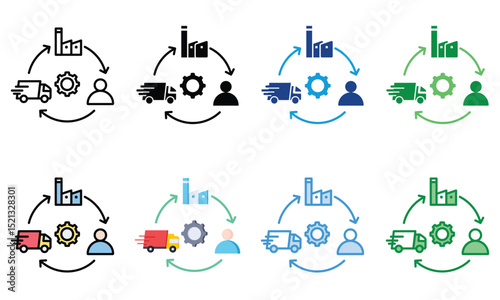 Supply Chain Icon multiple style collection.
