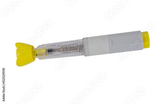 High resolution PNG image of a medical injection pen used for Ozempic treatment, isolated on a transparent background for design use.