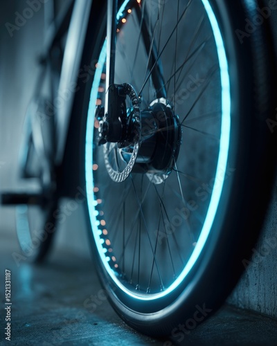 Electric Bike Wheel Closeup of Futuristic Bicycle Technology