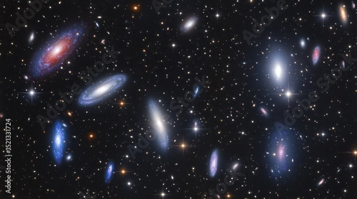 Many galaxies scattered across the vast expanse of space.
