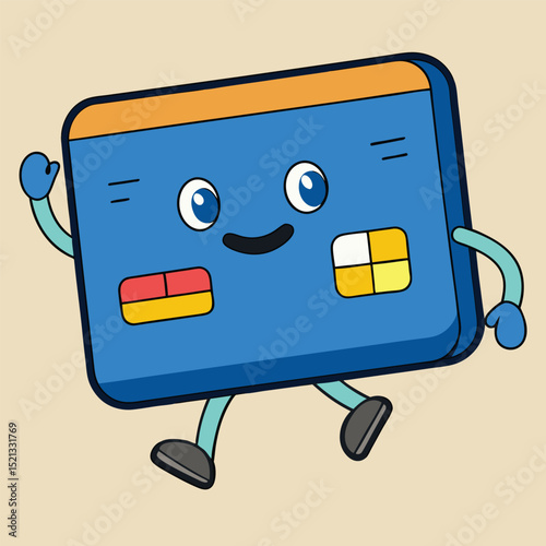 A rectangular credit card with a chip and magnetic stripe, symbolizing payment, finance, and commerce.