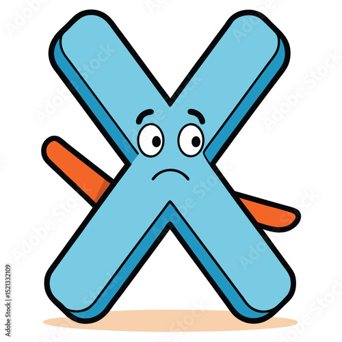 A simple cross or X mark shape, for closing, error, incorrect, and rejection.