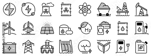 Icons in two tones about energy
