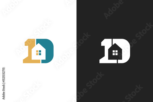 This is a logo in the form of the letters 1 and D with a house symbol in between.
