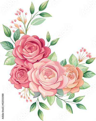 Watercolor Rose Floral Arrangement