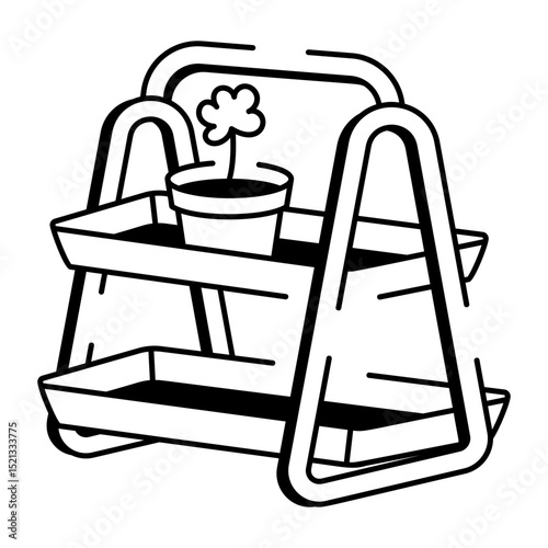 A doodle style icon of plant caddy
