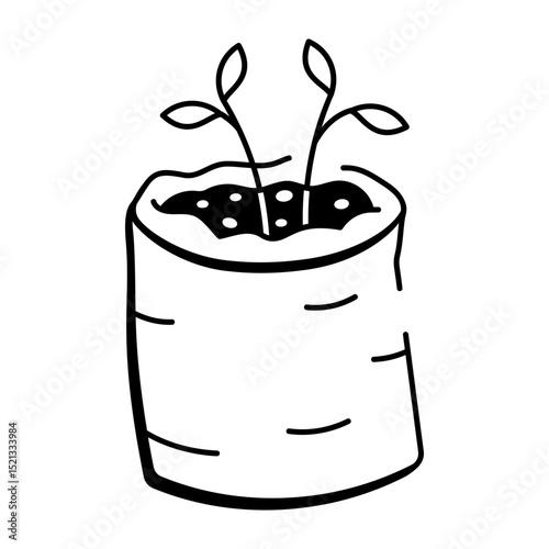 A sketchy style icon of grow bag

