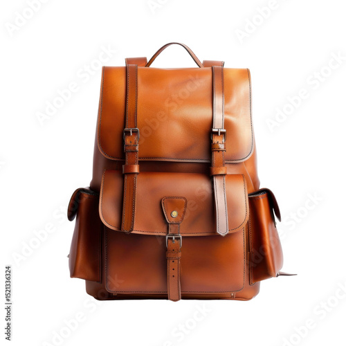 Stylish leather backpack rich brown color, featuring multiple compartments and classic design. This versatile bag is perfect for travel, school, or everyday use, combining functionality with photo