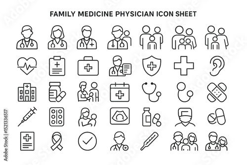 Family Medicine Physician Icon Sheet