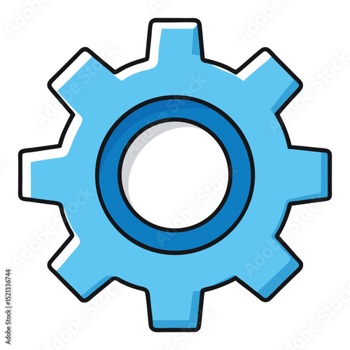 A single, clean outline gear or cogwheel, indicating settings, mechanics, and operational processes.