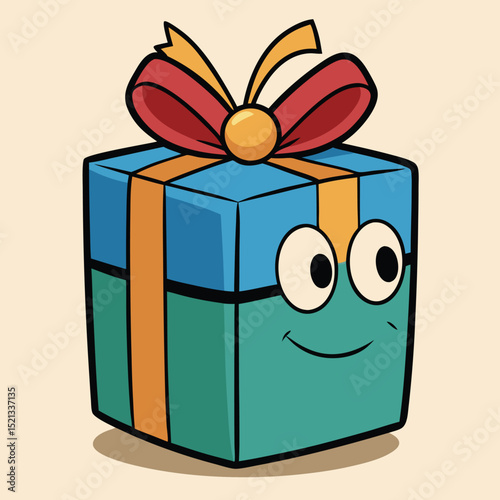 A gift box, a square box with a bow on top, symbolizing presents, celebration, and special occasions.