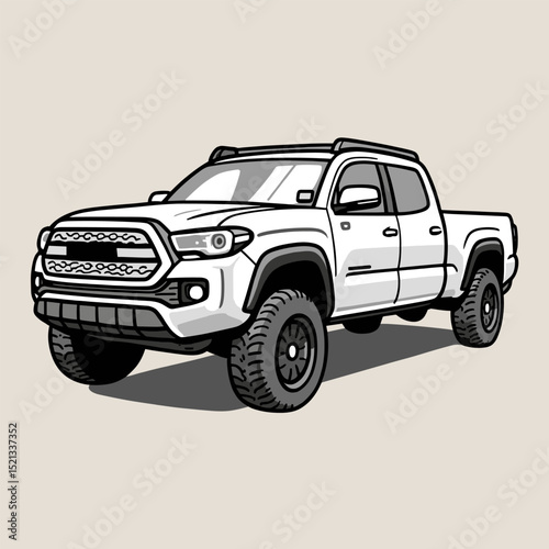 Valokuva Suv car vehicle double cabin truck vector illustration