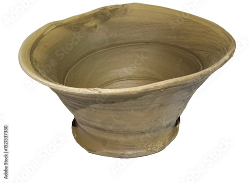 Pottery concept. Freshly made clay pot. In Romania