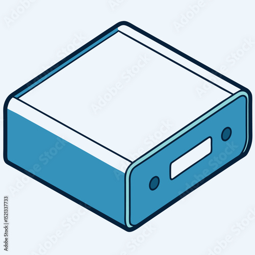 A hard drive, a rectangular box with subtle internal lines, symbolizing data storage and computer memory.