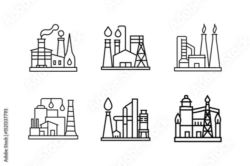 oil refinery icon line art vector illustration