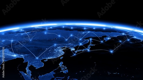 Asia global network connections from space