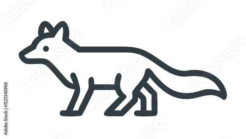 Icon Cunning Fox Silhouette with Bushy Tail and Perked Ears