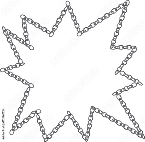 ギザギザ型のシルバーチェーンのフレーム素材　Adobe Illustrator Artwork