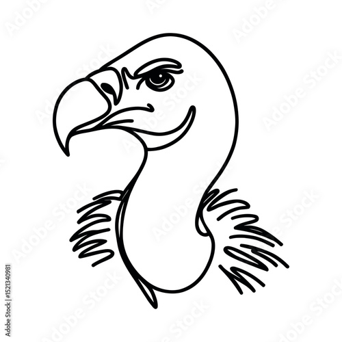 vulture head continuous single one line drawing, art hand drawing sketch logo