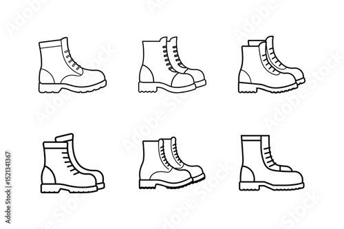 work boots line art vector illustration