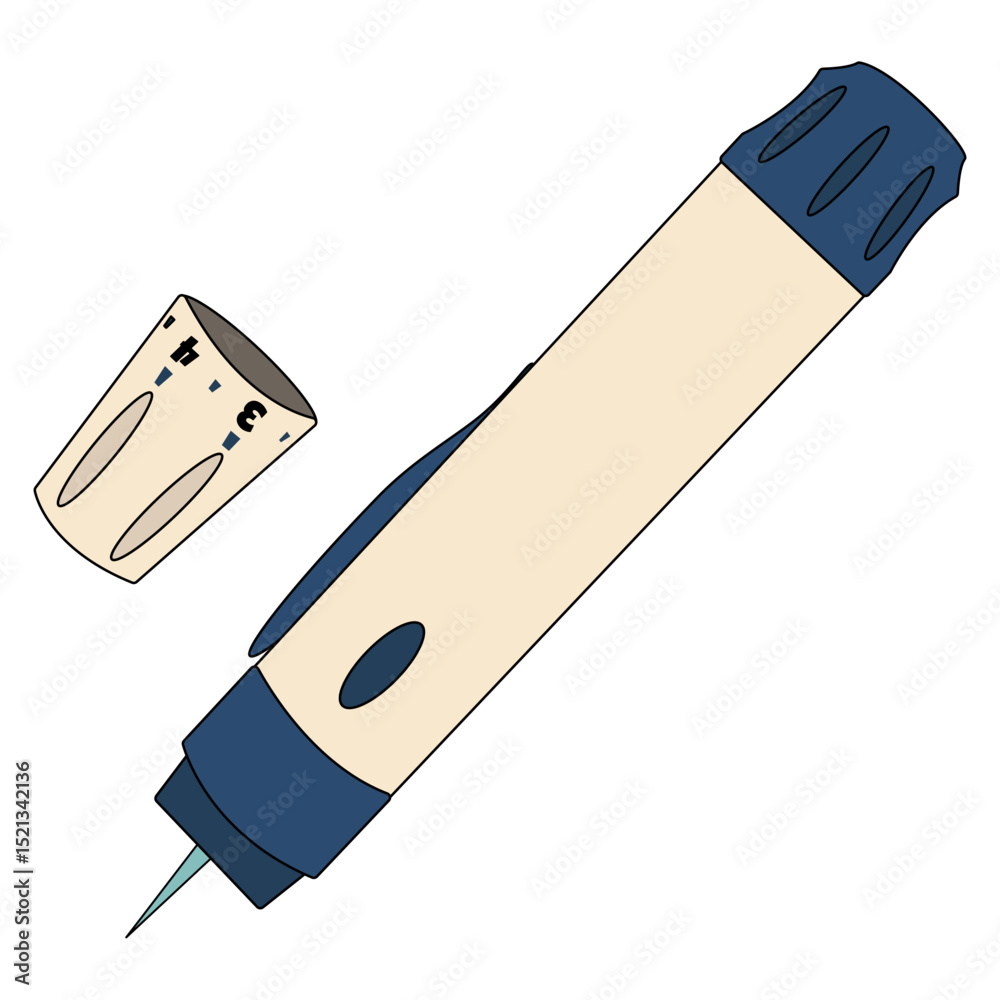 Canvas Print Open mechanical lancing device with visible lancet and detached cap