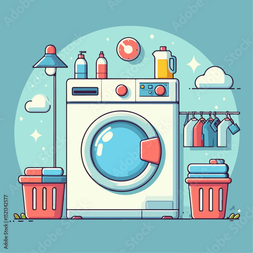 vector illustration of washing machine