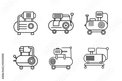 air compressor icon line art vector illustration
