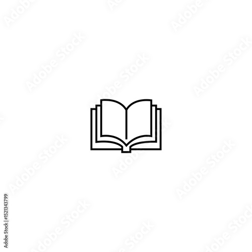Minimalist Open Book Icon - Modern Education and library Symbol