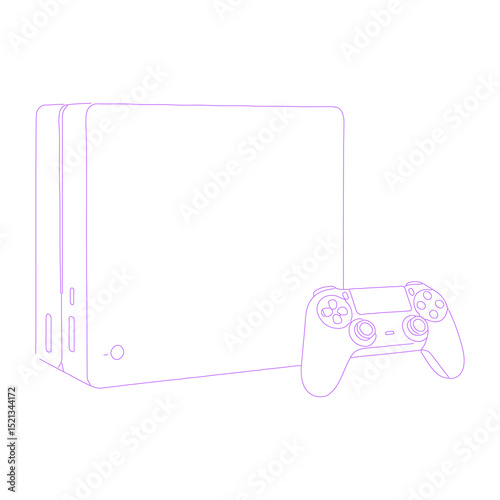 game console isolated lineart illustration