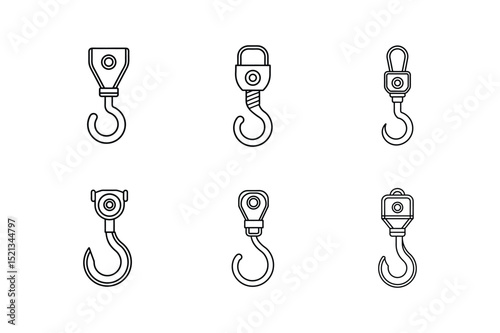 crane hook icon line art vector illustration