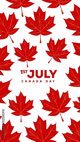 Canada Day Celebration: A Festive Design Featuring Red Maple Leaves