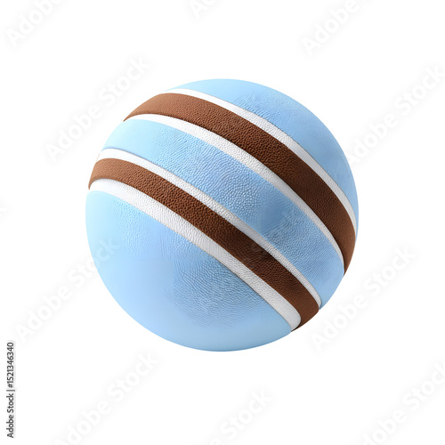 A vibrant blue and brown striped spherical toy ball with a soft textured surface designed for pets to play fetch