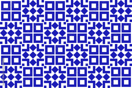 Mexican seamless geometric pattern with square. Mexico ceramic tile in blue. Vector illustration. Mosaic design art.