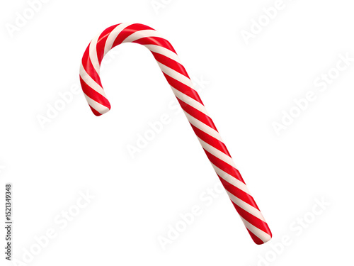  a striped red and white candy cane for a food them isolated on white background PNG 