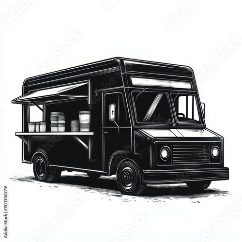 Vintage food truck parked on a city street offering delicious street food and vibrant culinary experiences