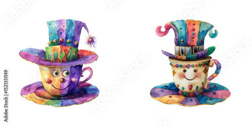mardi gras coffee watercolor vector illustration