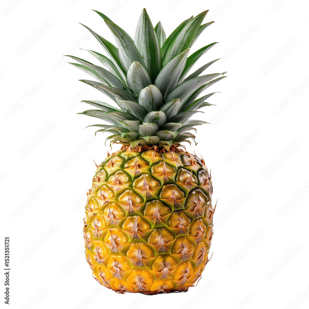 Fototapeta premium Whole pineapple isolated on transparent background. PNG.