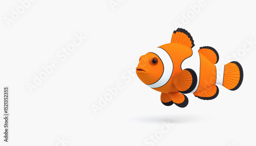 Adorable 3d clown fish featuring full body pose isolated on a clean white background for versatile applications