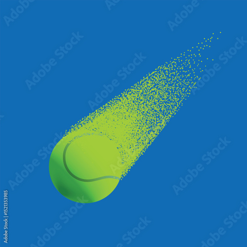 Vector realistic tennis ball flying with high speed, on transparent background. Every element is separated, fully editable and can be easy rearranged to your own design.