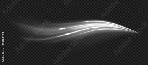 Cold wind swirls in transparent winter texture. Speed lines curve in neon blue motion. Air stream flows with dynamic smooth ripple. Twisting swirl shows airflow in motion path.