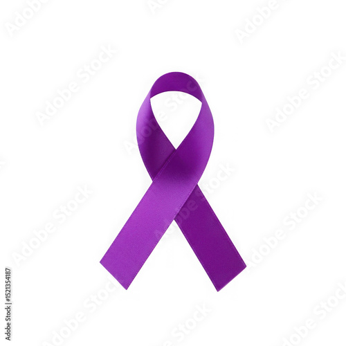 Isolated purple ribbon on a transparent background representing disease awareness
